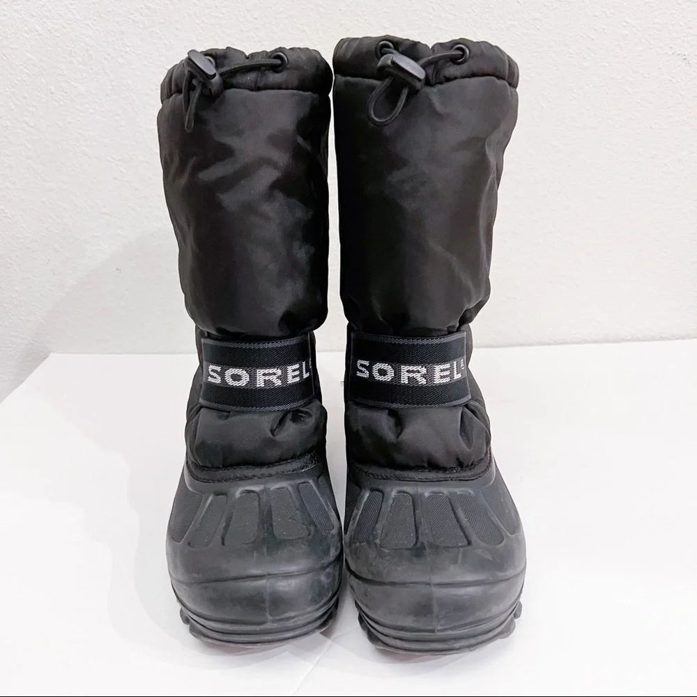 Sorel Cub Winter Insulated Rubber Sole Black Snow Boots Y7 W8.5 - Picture 5 of 16